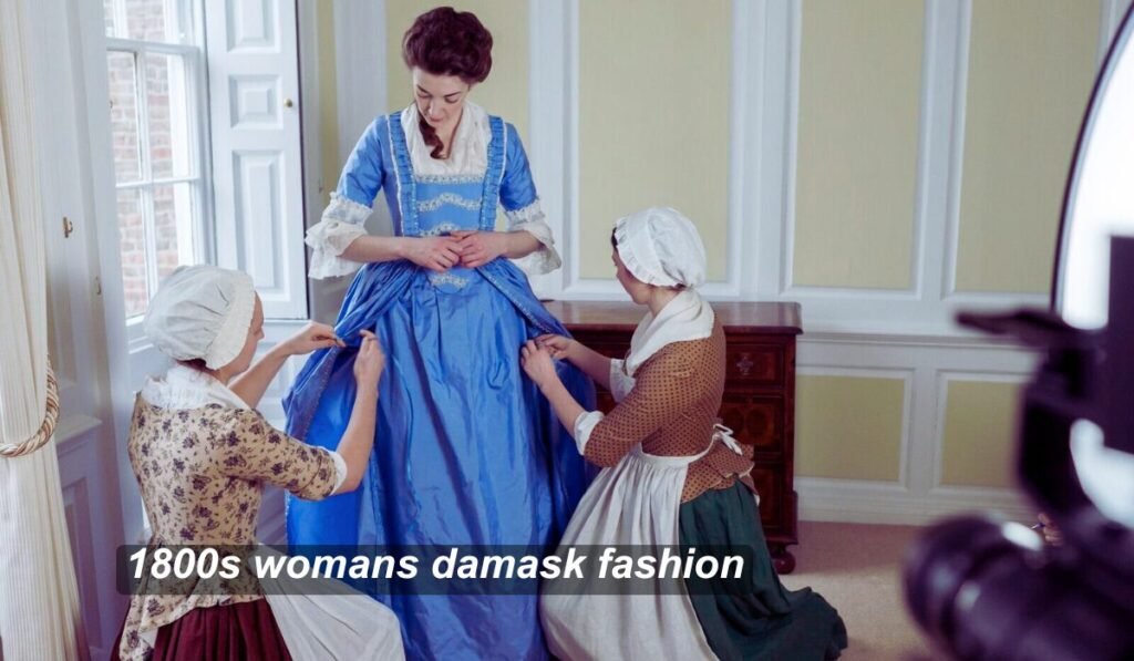 1800s womans damask fashion